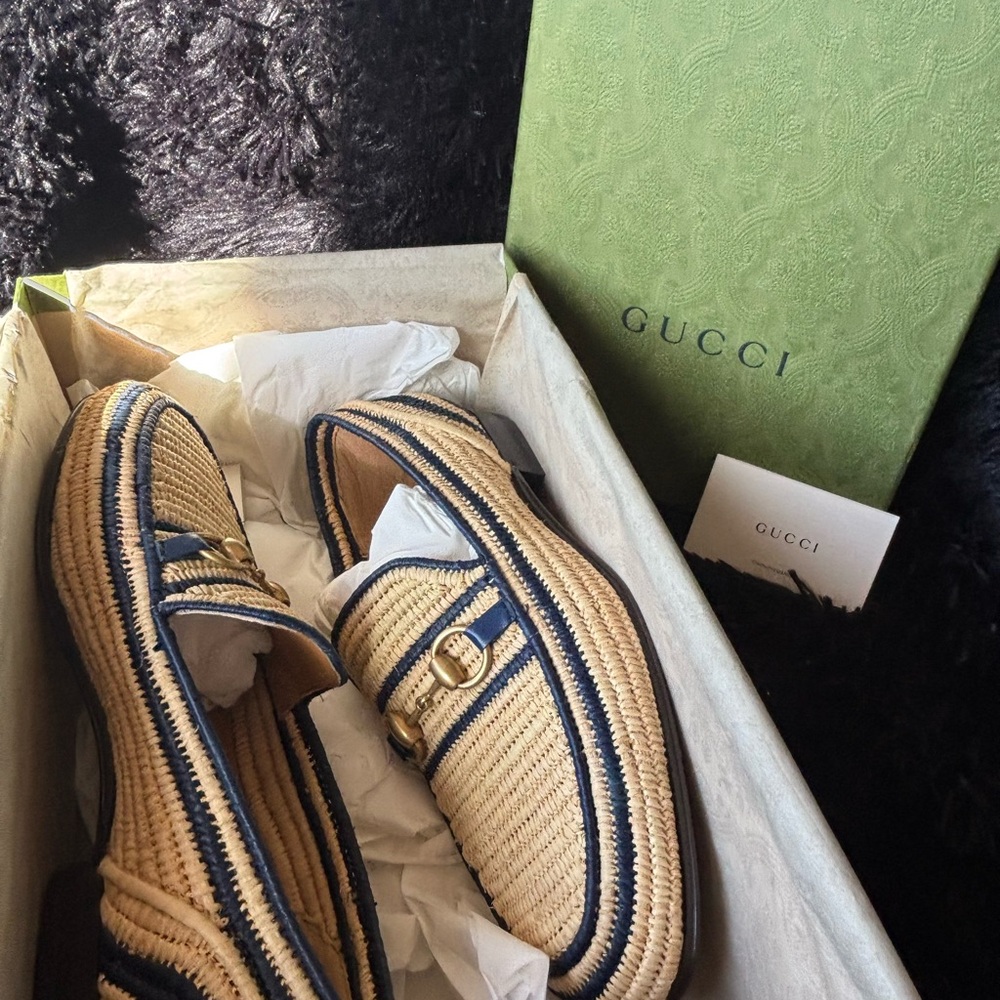 Gucci Men Natural Beige Raffia Horsebit Casual Loafer - Picture 3 of 11